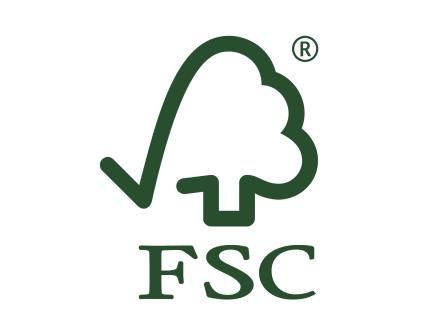 Gruenes FSC-Logo mit stilisiertem Baum und den Buchstaben ‘FSC’ darunter.